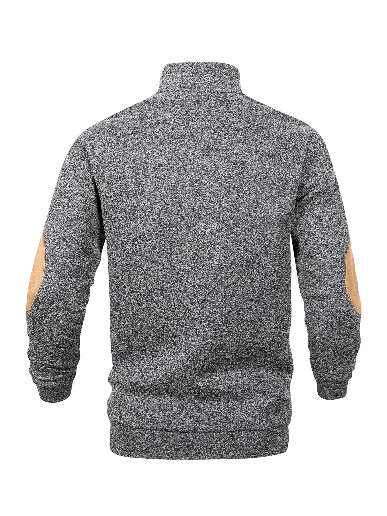 Pull Décontracté pour Homme - Détail Col Montant à Boutons & Coudières