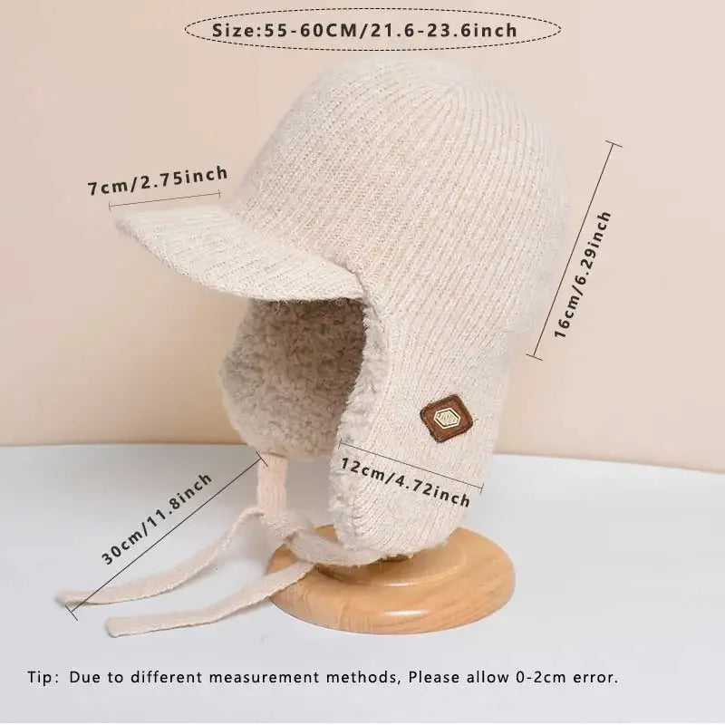 Bonnet Polaire style Bombardier avec Visière et Cache-oreilles intégrés