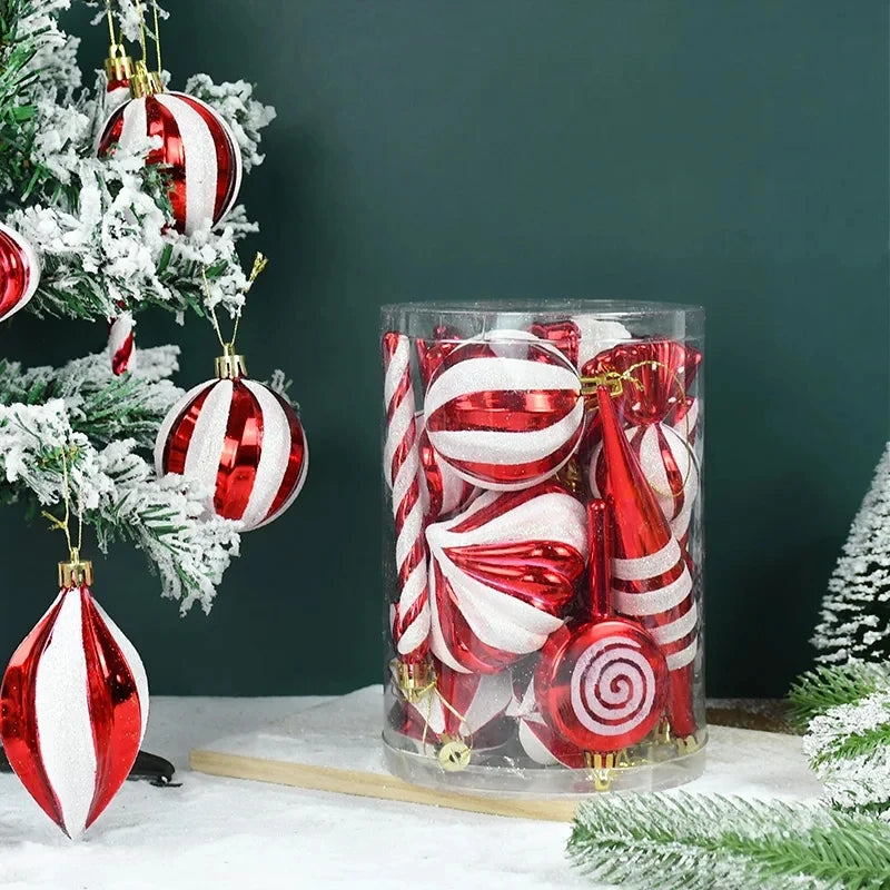 Lot de 14 Suspensions de Noël Rouge & Blanc