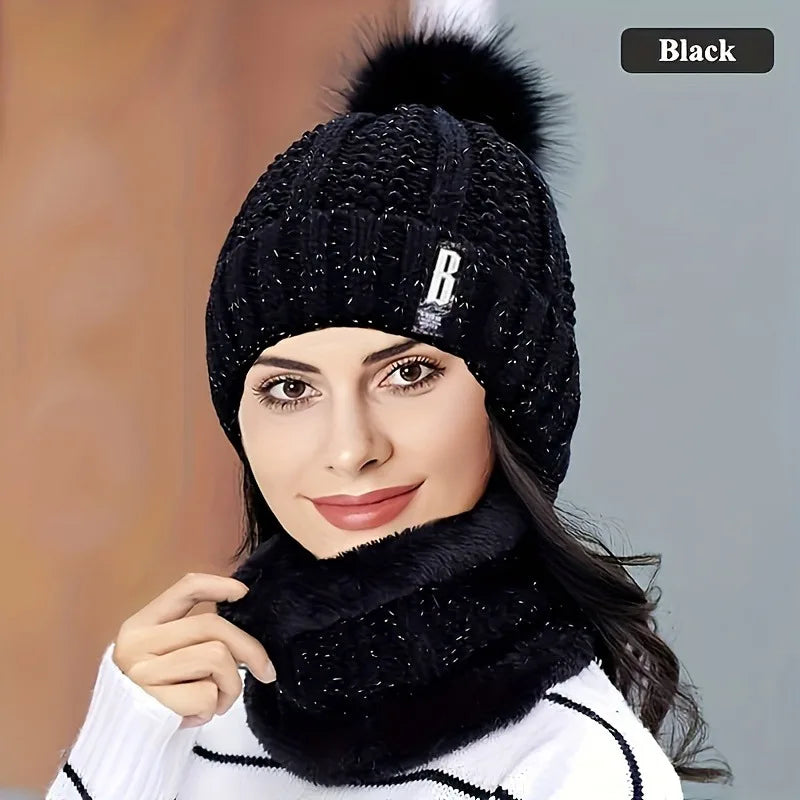 Ensemble Bonnet à Pompom & Cache-Cou - Femme