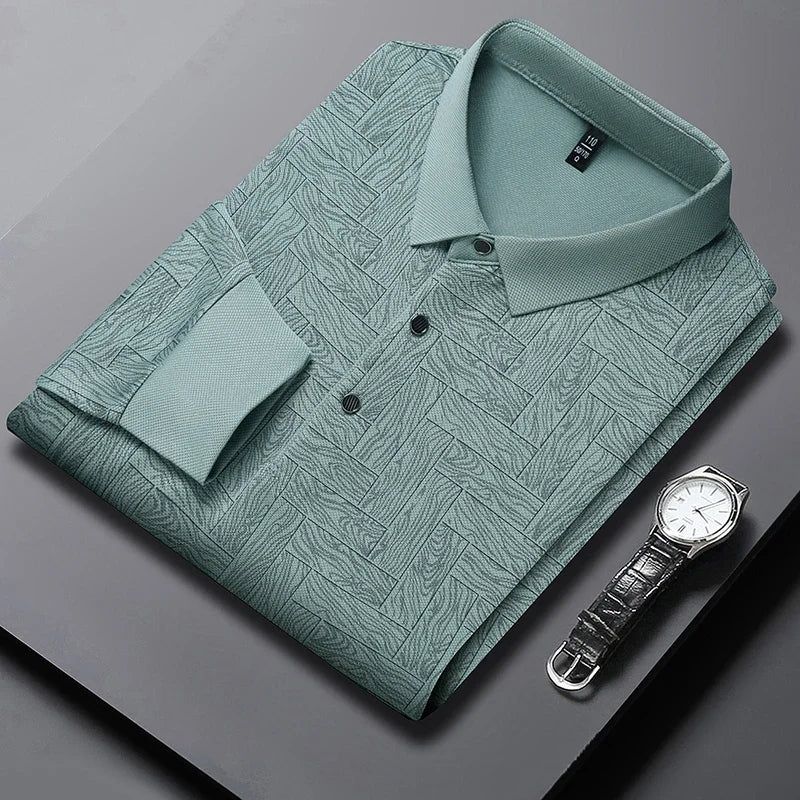 Polo d'affaires à manches longues et motifs graphiques