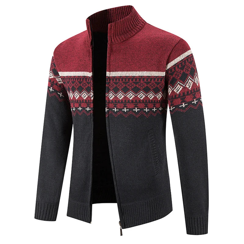 Gilet chaud Zippé Jacquard - Hommes
