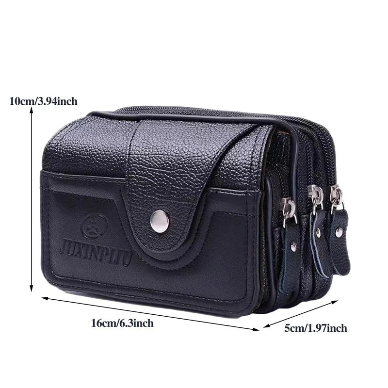 Sac de ceinture multipoches en cuir PU