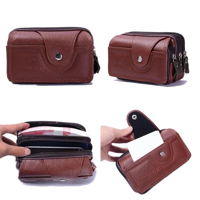 Sac de ceinture multipoches en cuir PU