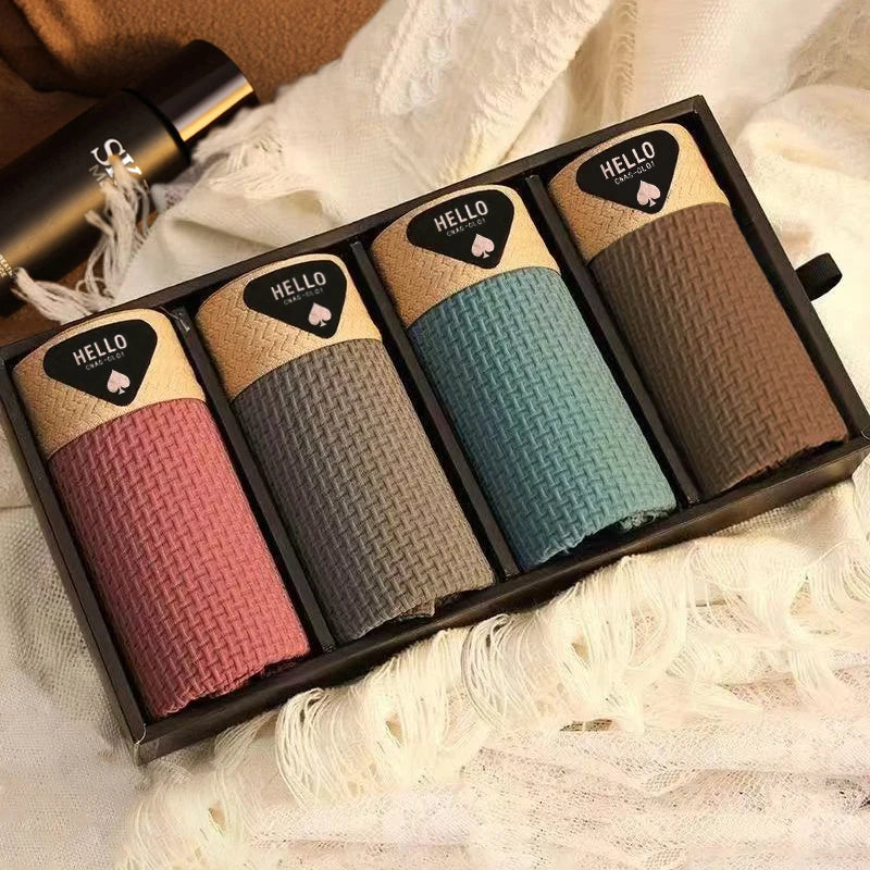 Lot de 4 Boxers Gauffrés Respirants - Grand Confort, Design Élégant & Extensible
