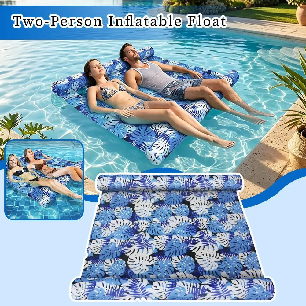 Chaise Longue Gonflable Flottante 2 Places – Grand Flotteur Double pour Piscine, Plage et Détente