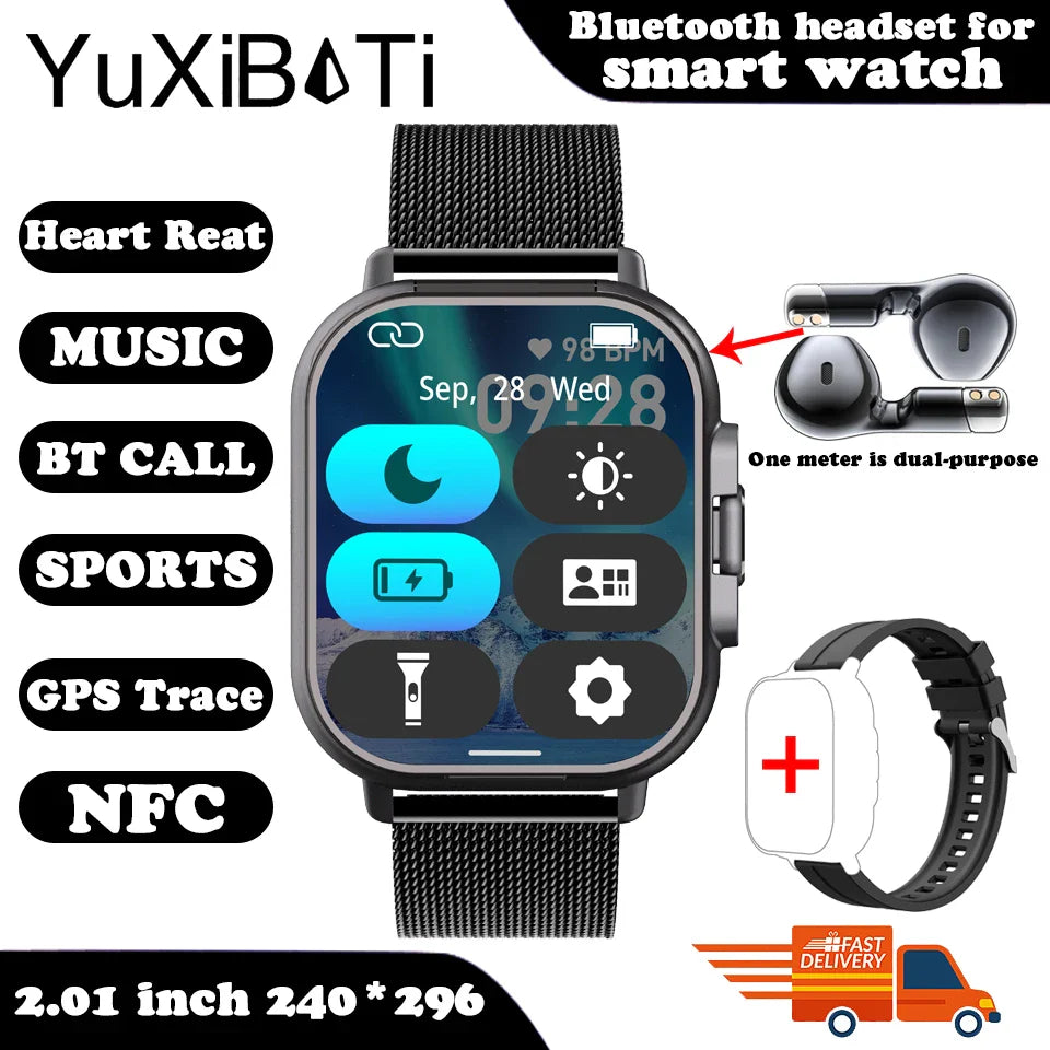 Montre intelligente connectée 2 en 1 avec écouteurs + Bracelet OFFERT