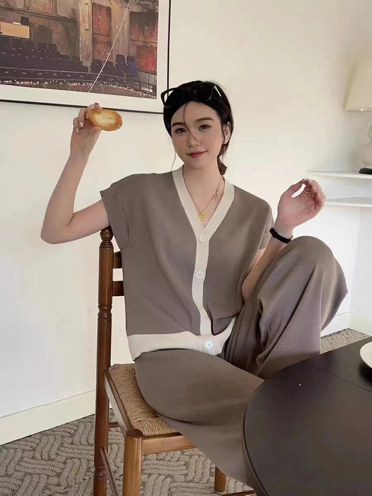 Ensemble Cardigan & Pantalon en Tricot