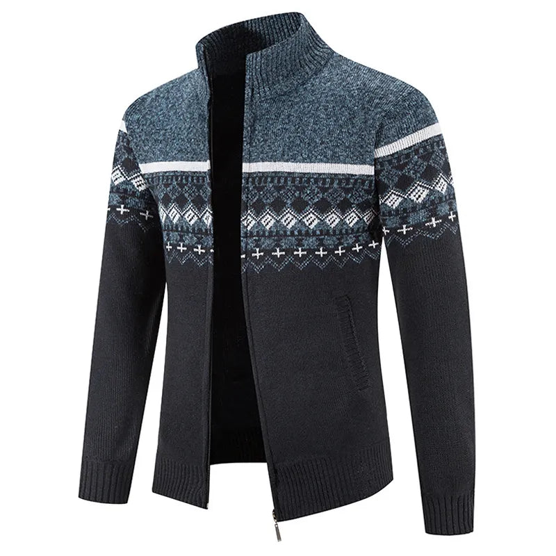 Gilet chaud Zippé Jacquard - Hommes