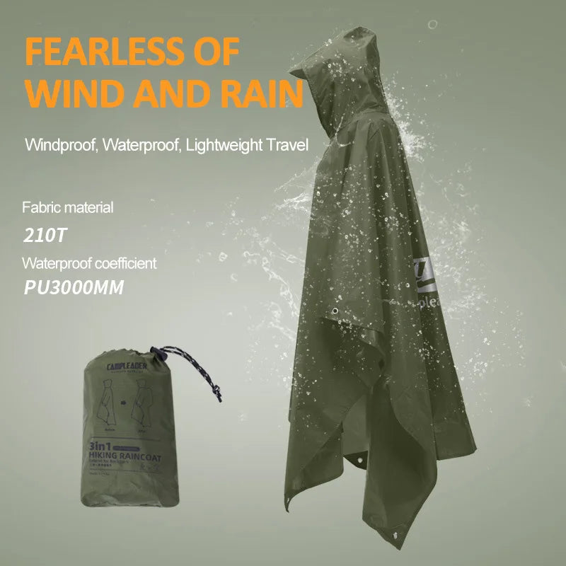 Poncho de pluie imperméable 3 en 1