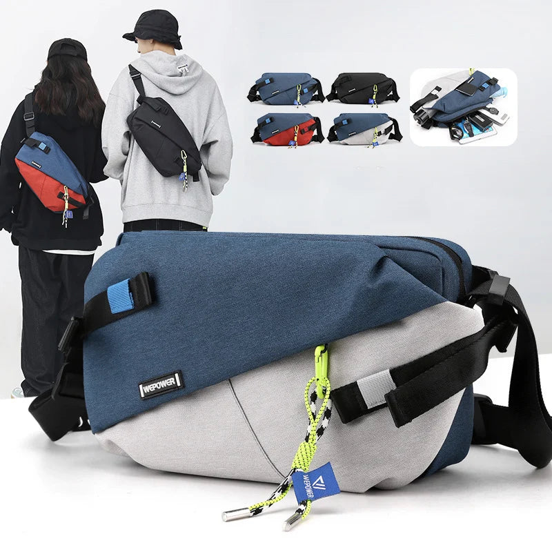 Sac Bandoulière Multi-Poches en Nylon Bicolore