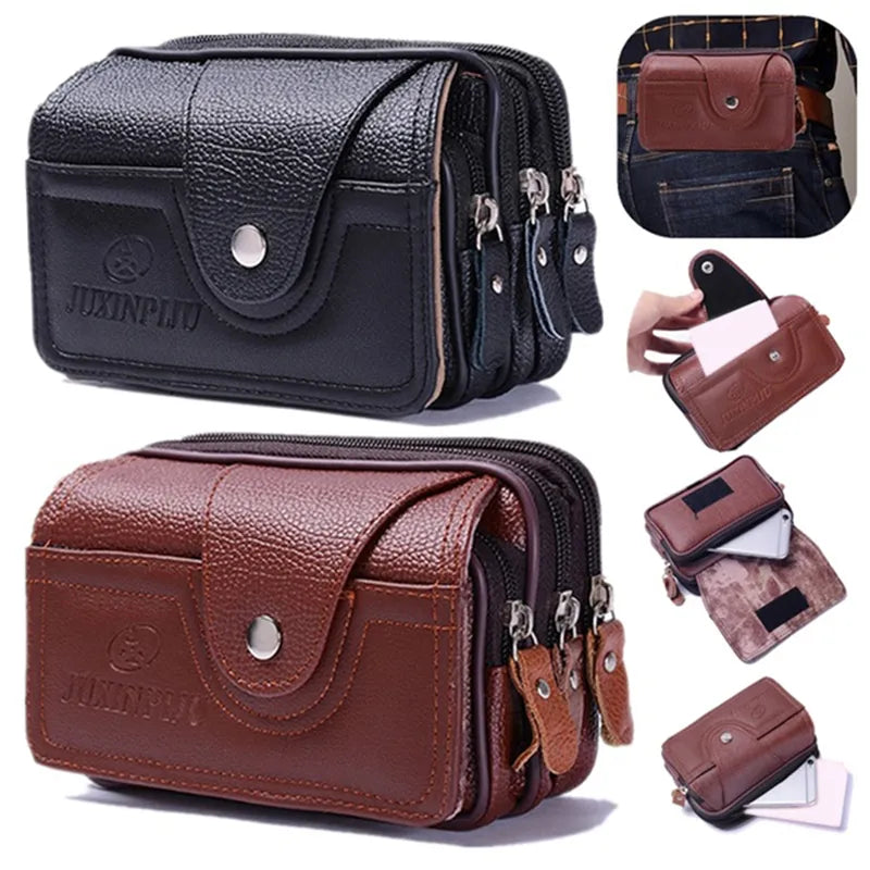 Sac de ceinture multipoches en cuir PU