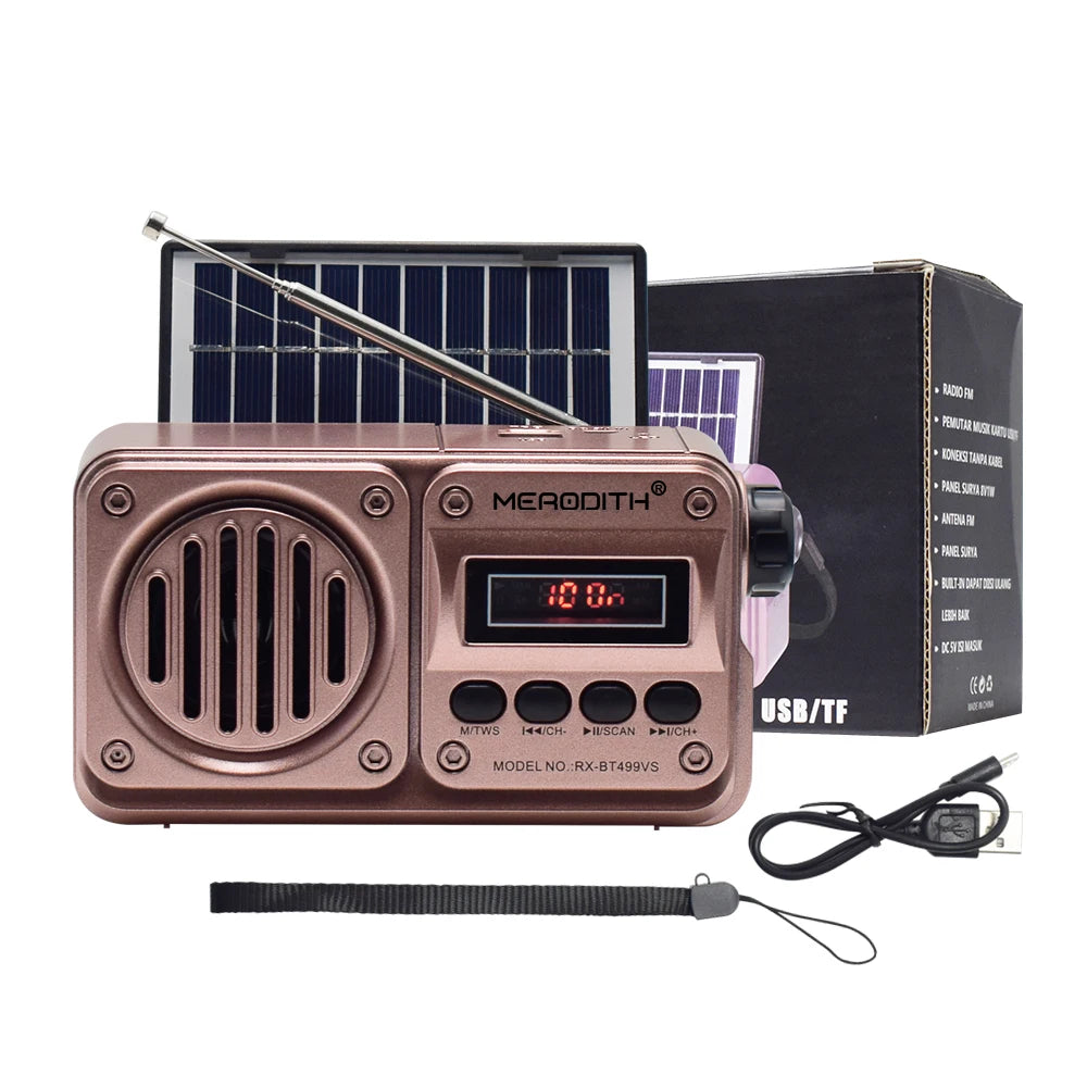 Radio Enceinte Solaire Bluetooth Sans Fil