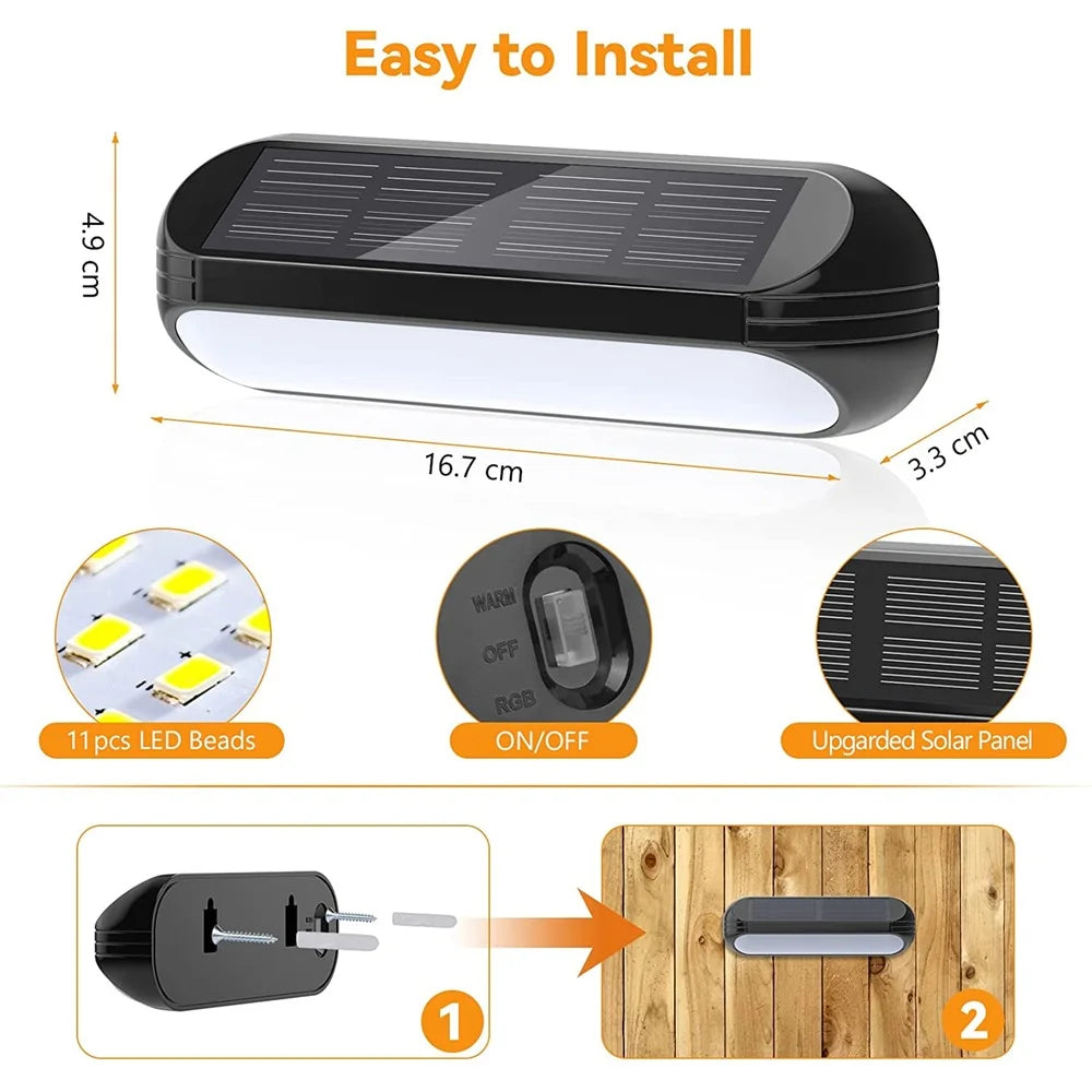 4x Appliques solaires et étanches LED RVB - Pour murs, clôtures, escaliers...