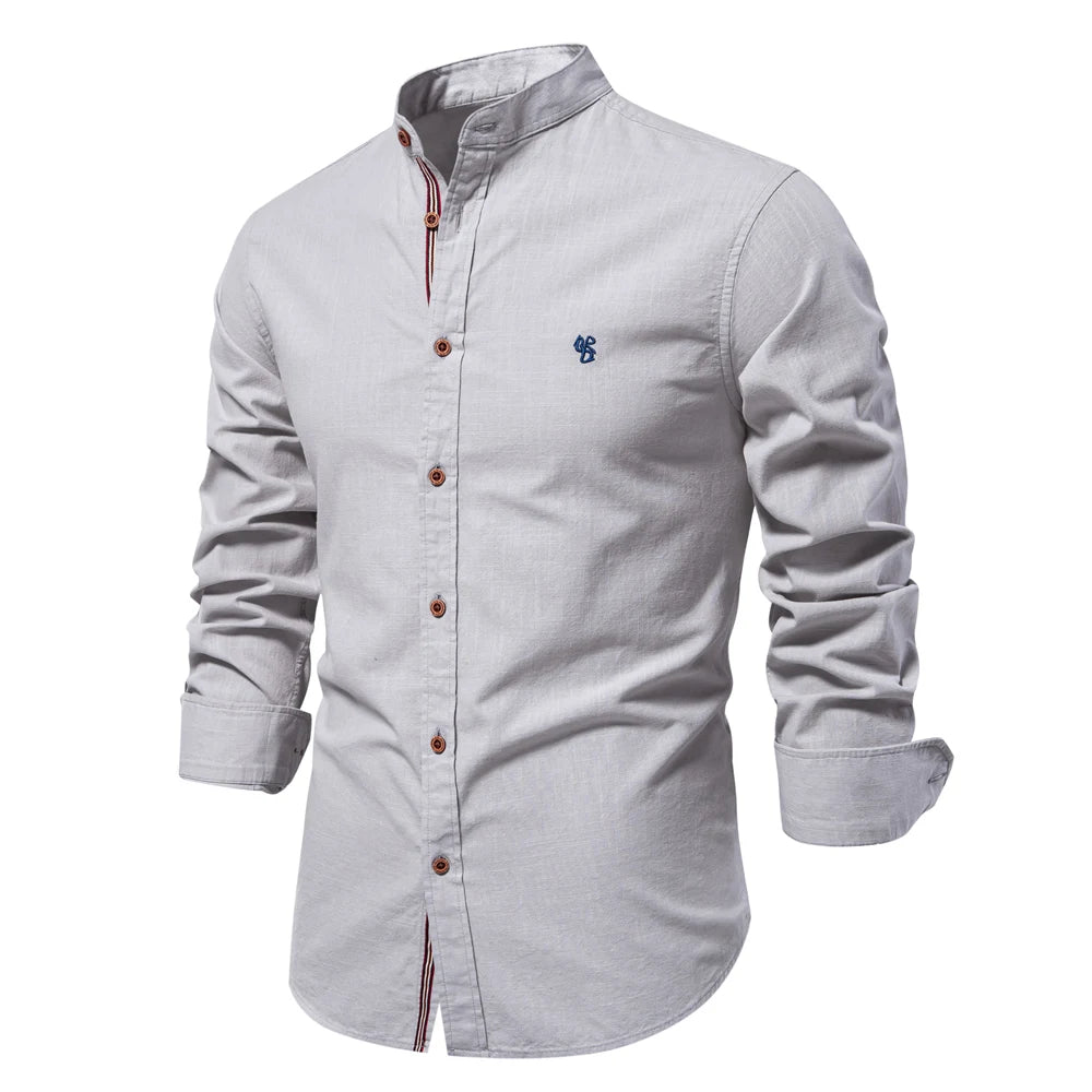 Chemise Décontractée Premium Col Mao en Coton Respirant - Printemps & Été