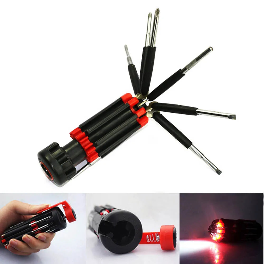 8 tournevis en 1 outil avec lampe de travail et lampe de poche