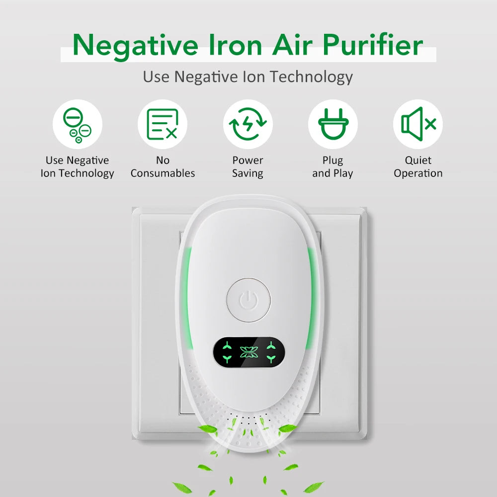 Purificateur d’Air à Ions Négatifs Anti-Odeurs – Prise Murale