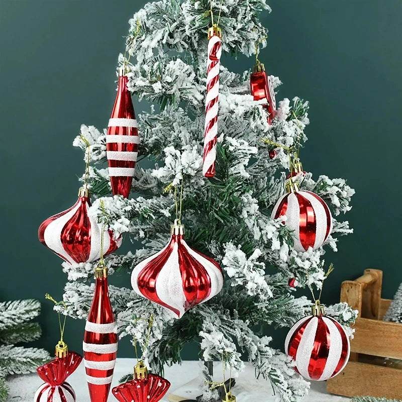 Lot de 14 Suspensions de Noël Rouge & Blanc