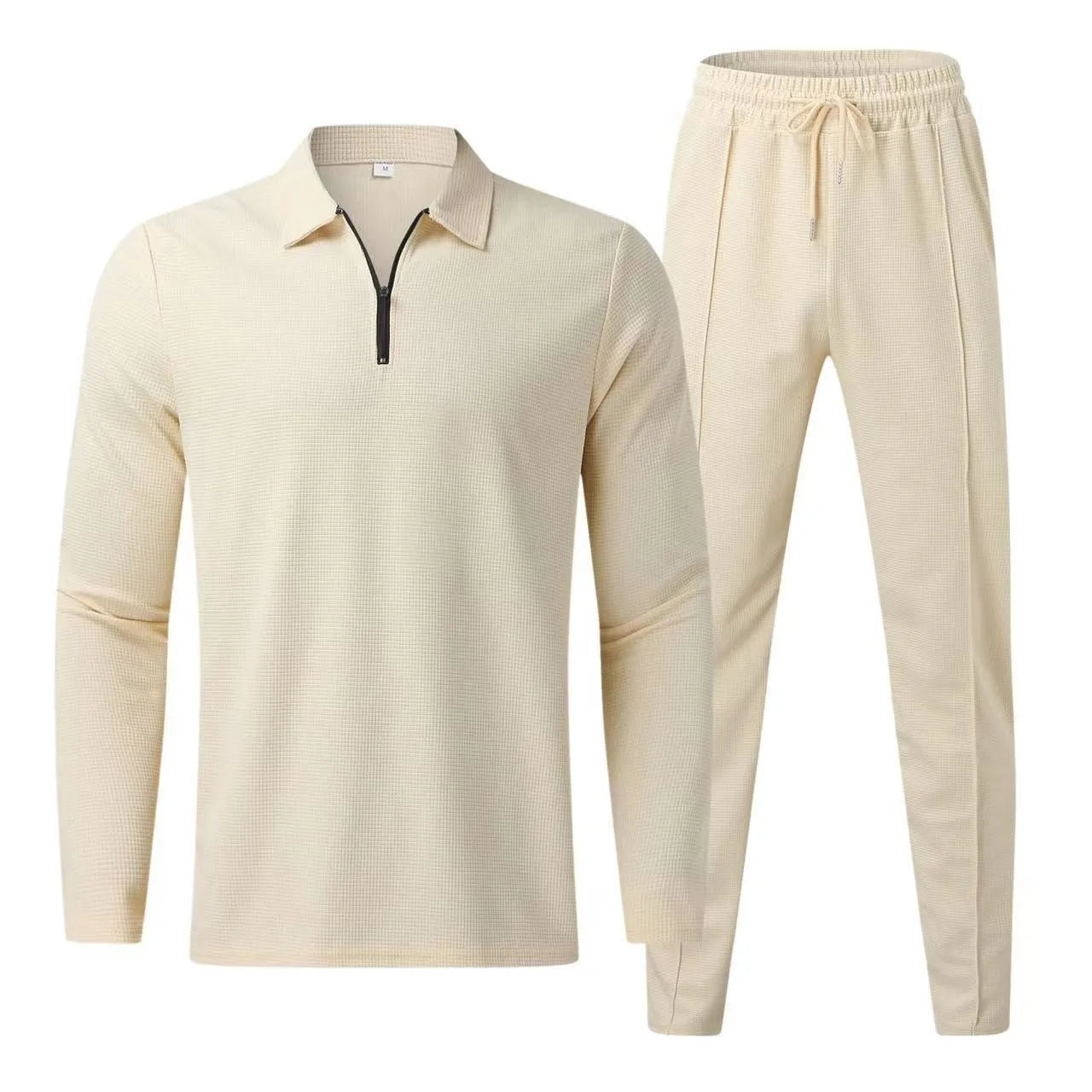 Ensemble Sport Décontracté Zippé Waffle Homme
