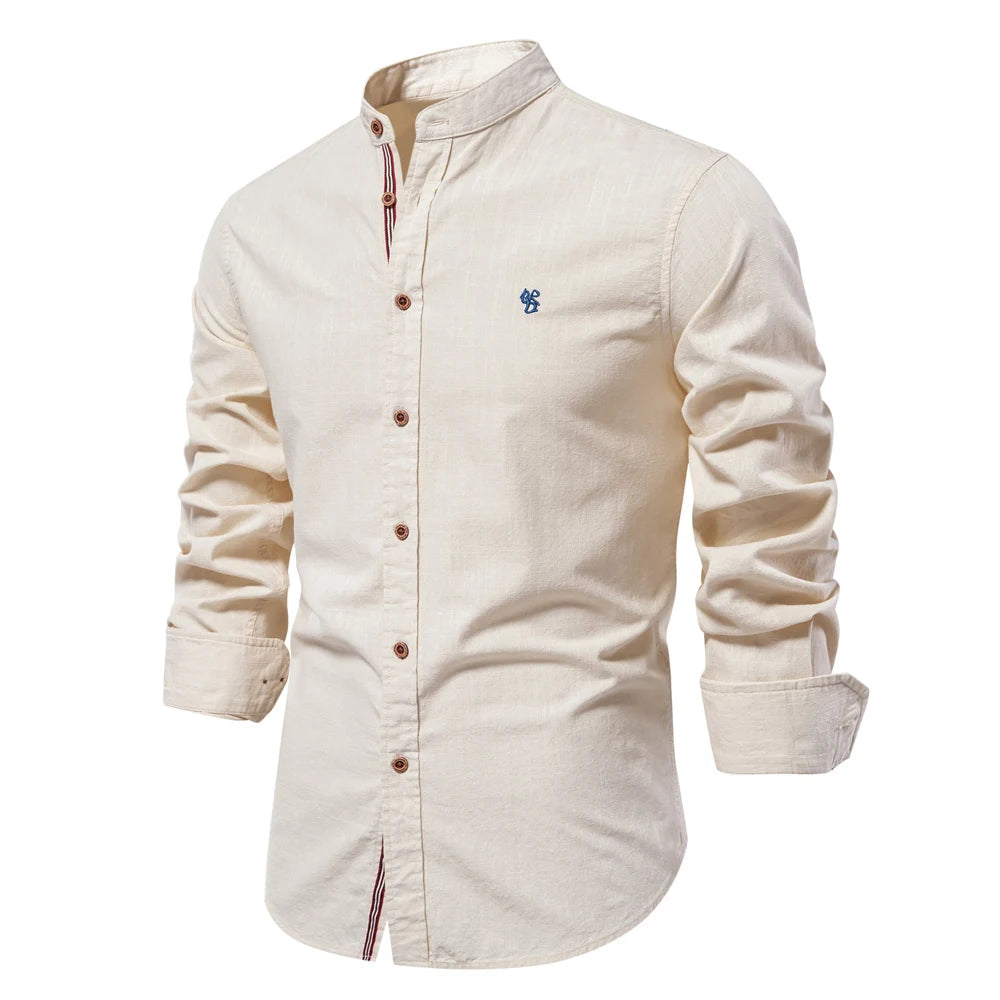 Chemise Décontractée Premium Col Mao en Coton Respirant - Printemps & Été