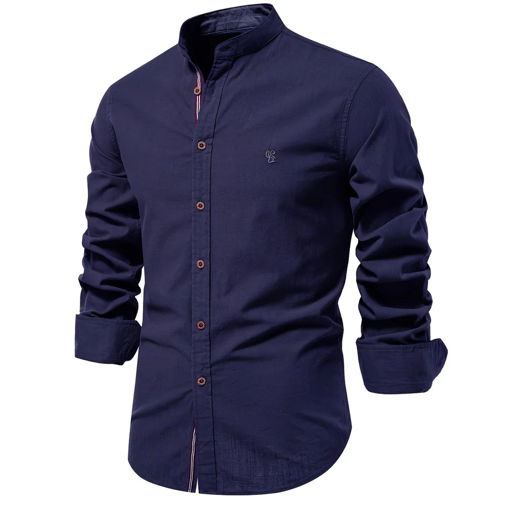 Chemise Décontractée Premium Col Mao en Coton Respirant - Printemps & Été