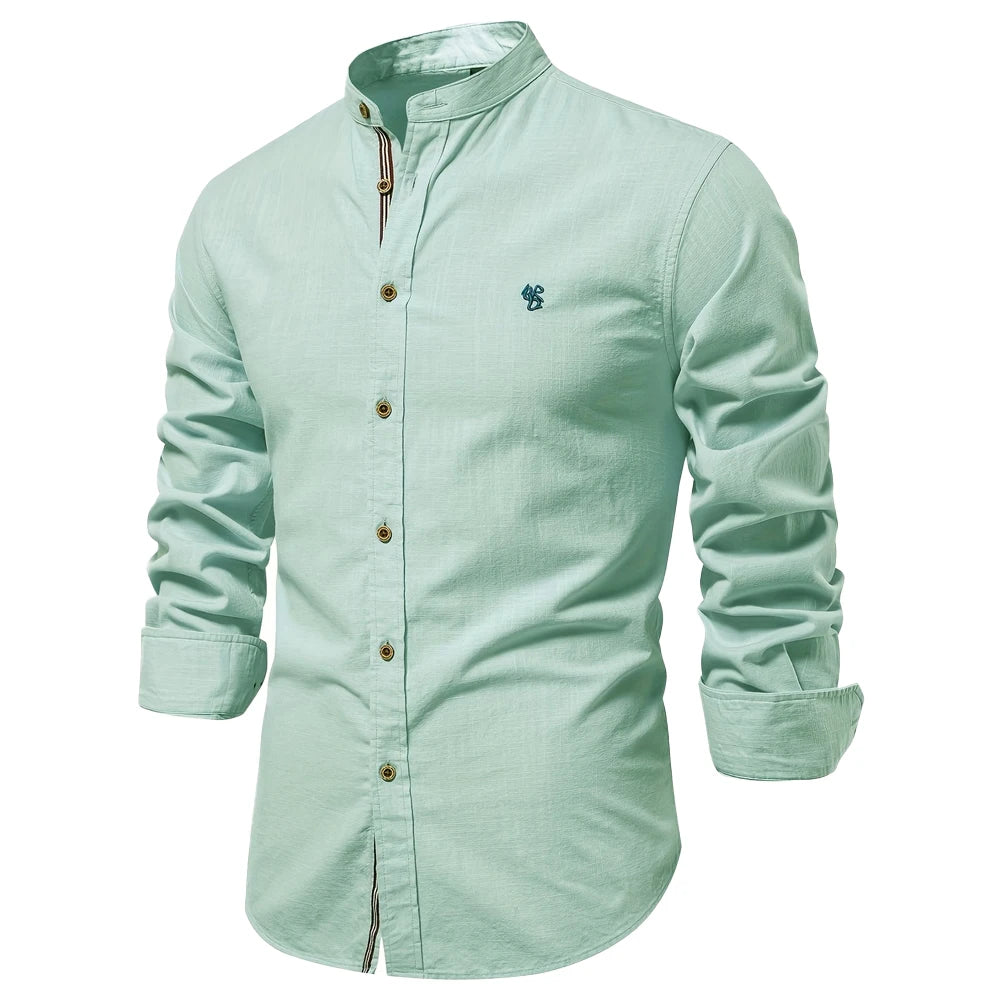 Chemise Décontractée Premium Col Mao en Coton Respirant - Printemps & Été