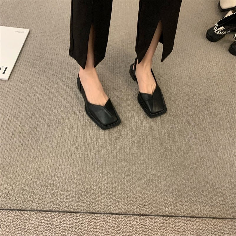 Sandales à talon et bout carré - Cuir PU