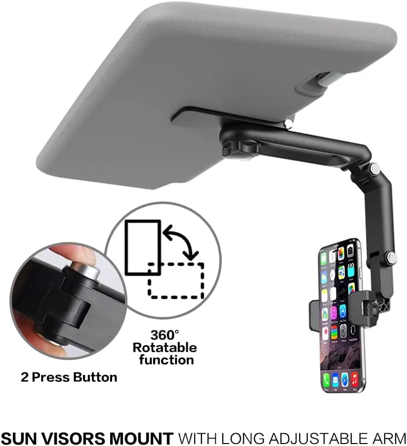 Support de téléphone portable rotatif à 360° pour pare-soleil de voiture