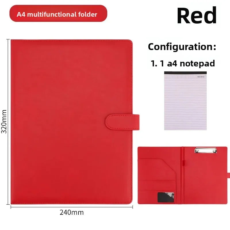 Porte-Bloc A4 en Cuir PU avec Clip + Bloc Note OFFERT