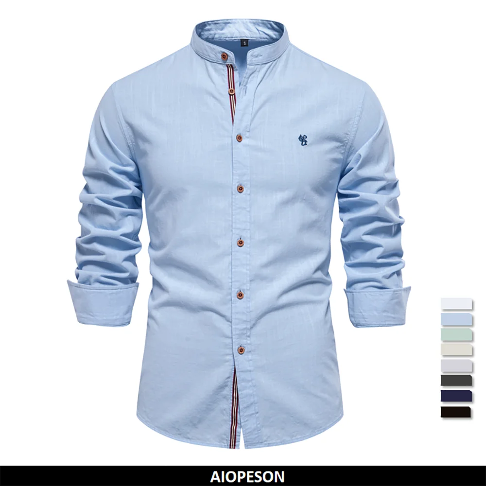 Chemise Décontractée Premium Col Mao en Coton Respirant - Printemps & Été
