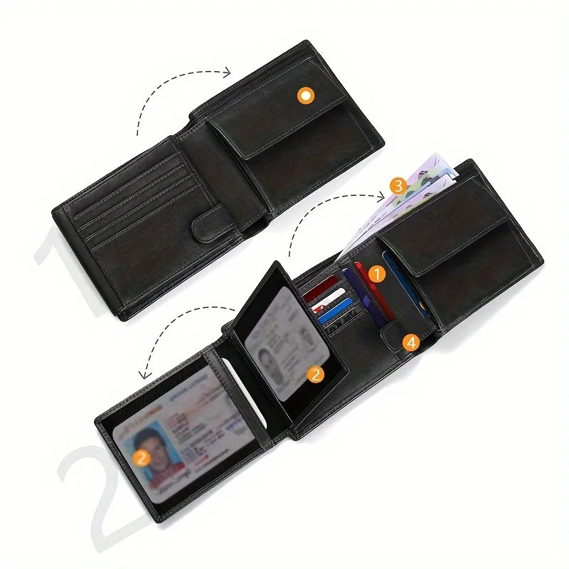 Portefeuille Anti-RFID en Cuir PU Grande Capacité - Homme
