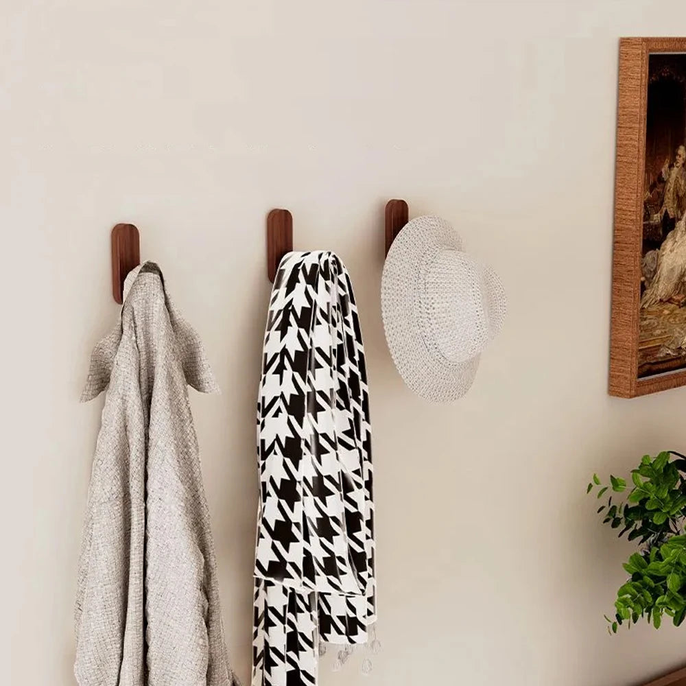 Lot de 5 Crochets Auto-adhésifs en Bois Multifonctions