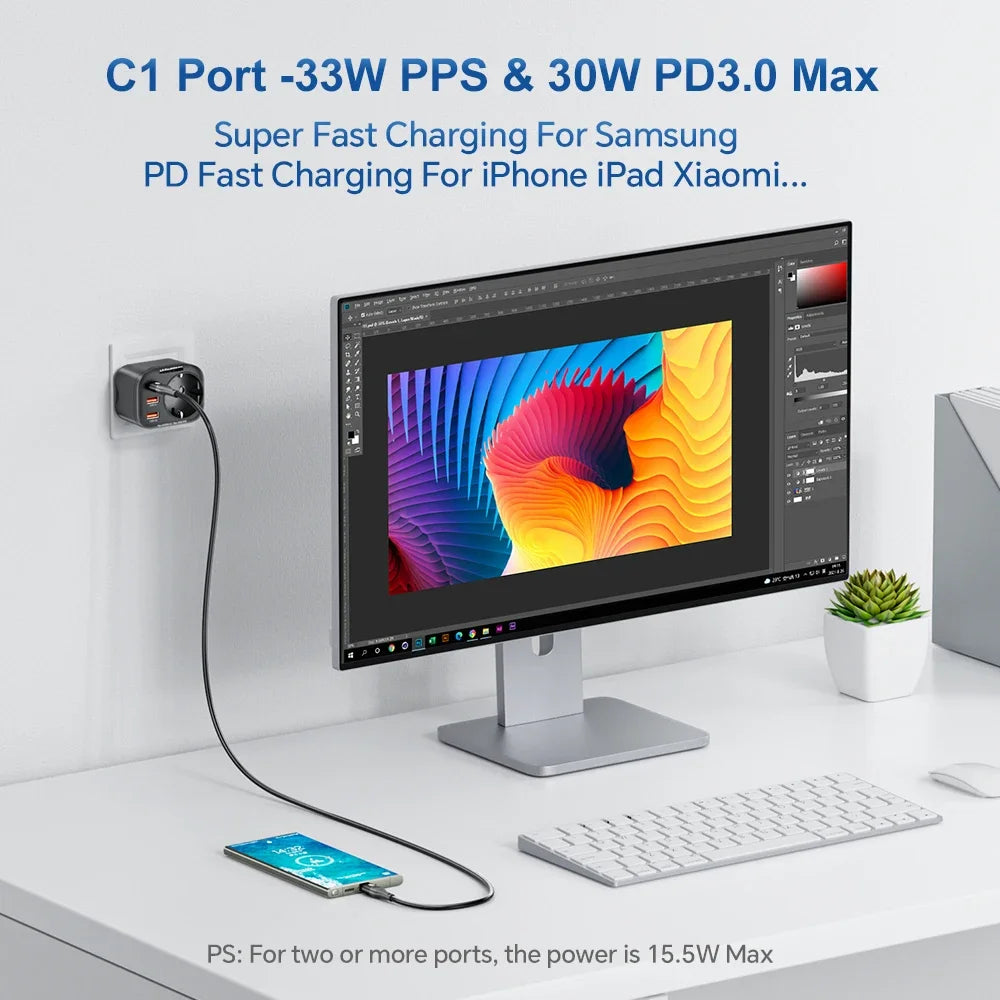 Multiprise 4000W avec Charge Rapide 33W