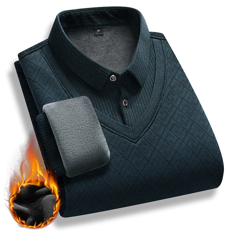 Pull 2 en 1 - Pull à Motif & Chemise à Rayures