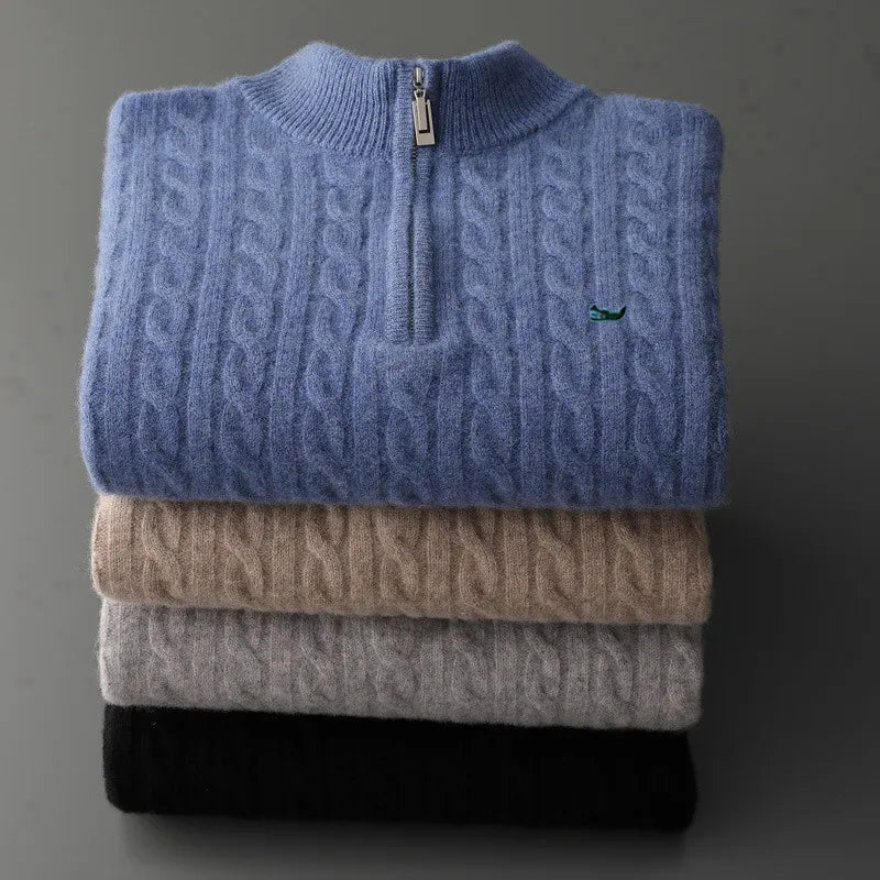 Pull Torsadé en laine - Fermeture Zip pour Homme