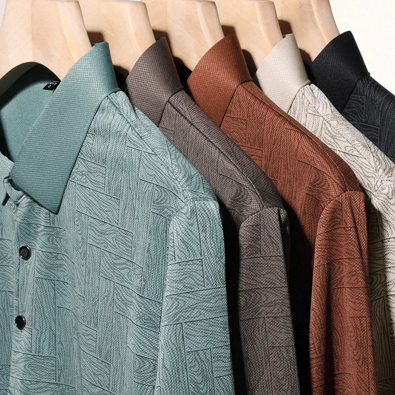 Polo d'affaires à manches longues et motifs graphiques