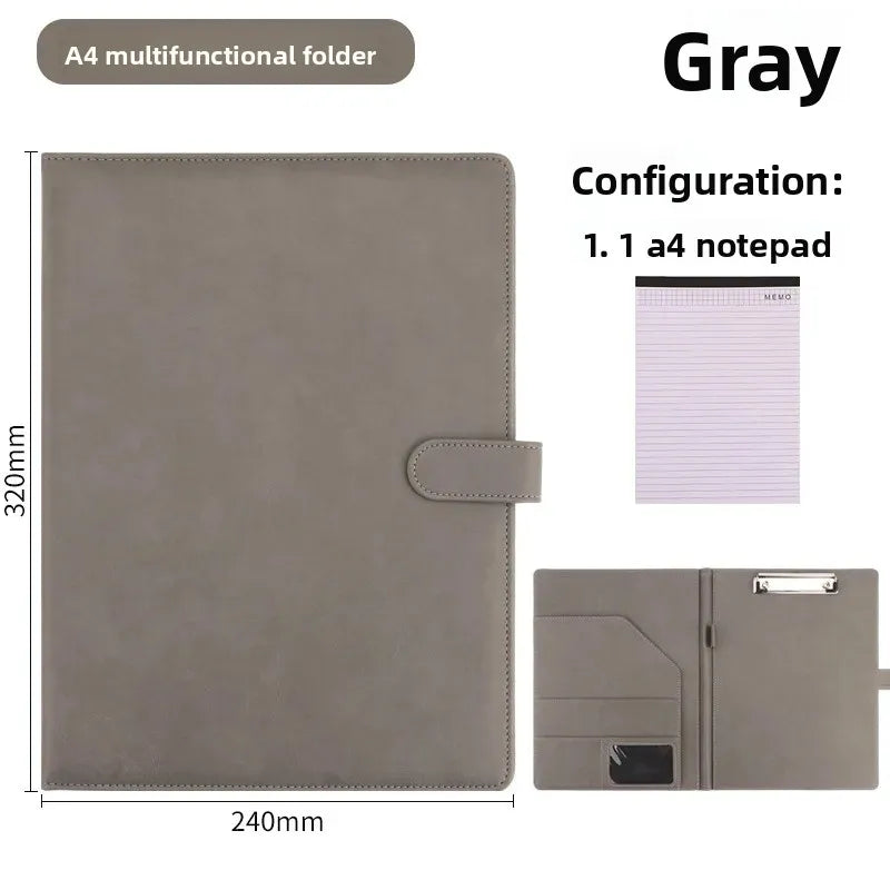Porte-Bloc A4 en Cuir PU avec Clip + Bloc Note OFFERT