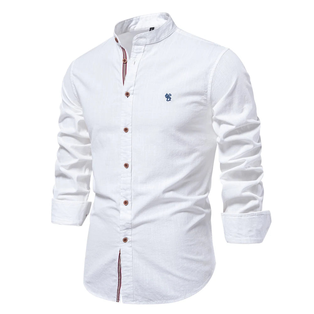 Chemise Décontractée Premium Col Mao en Coton Respirant - Printemps & Été