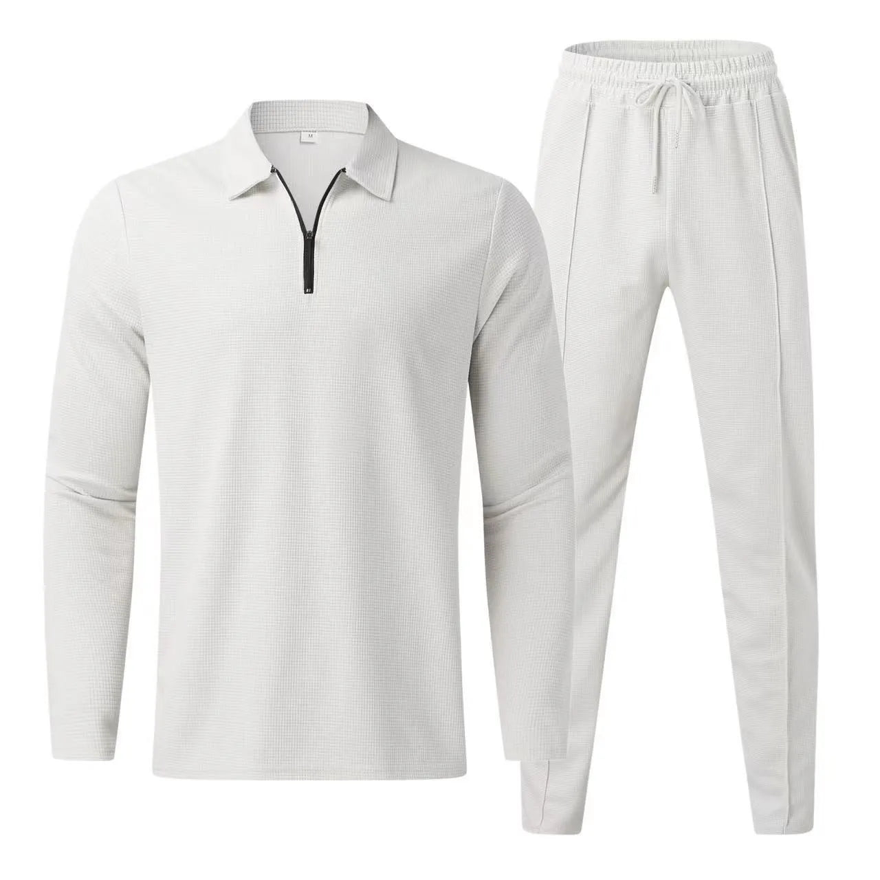 Ensemble Sport Décontracté Zippé Waffle Homme