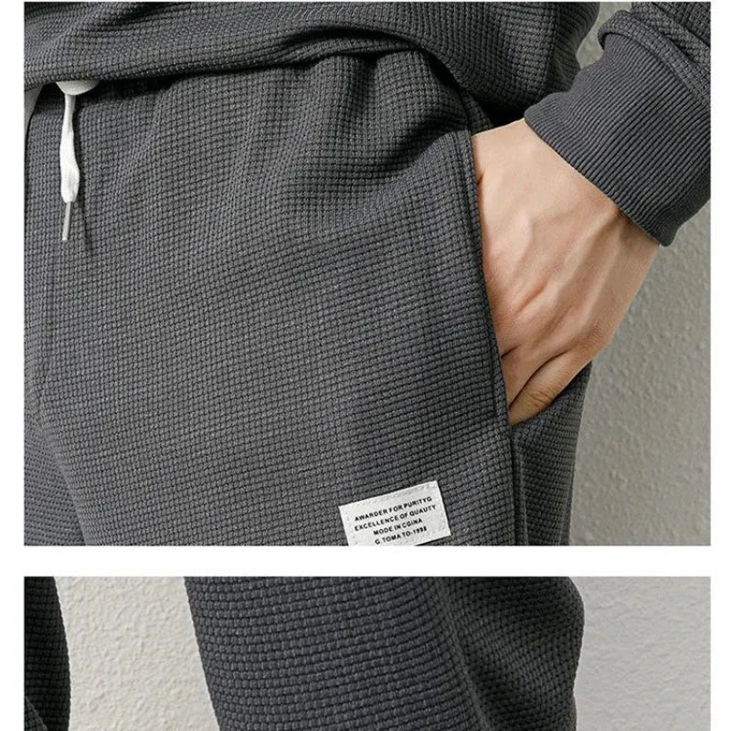 Ensemble Deux Pièces Gaufré Décontracté pour Homme