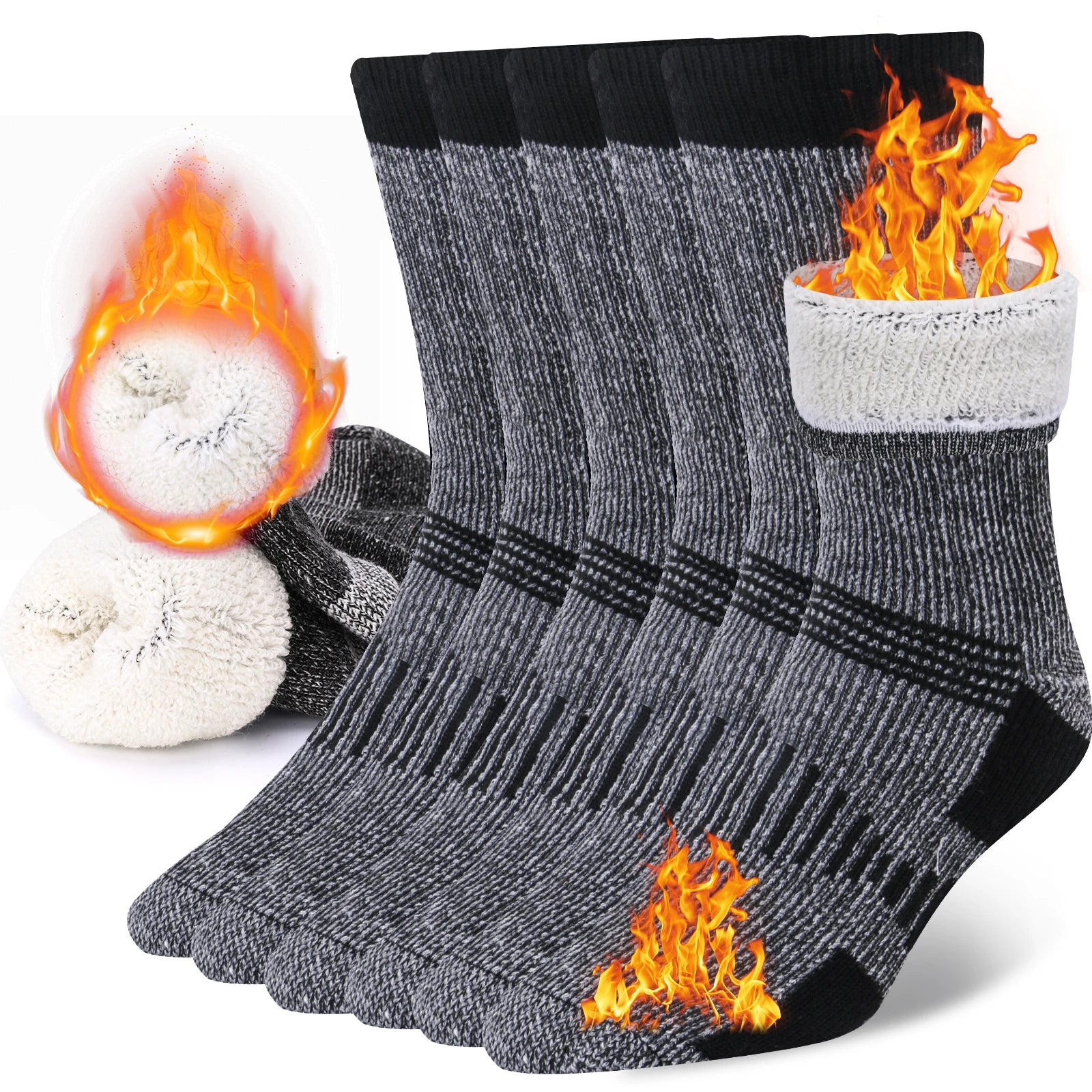 Lot de 3 Chaussettes Thermiques Épaisses en laine mérinos