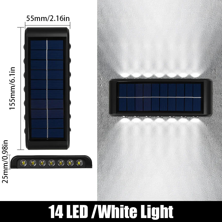 Lot de 4 Appliques Solaires Murales Doubles Faisceaux 16LED 1200mAh