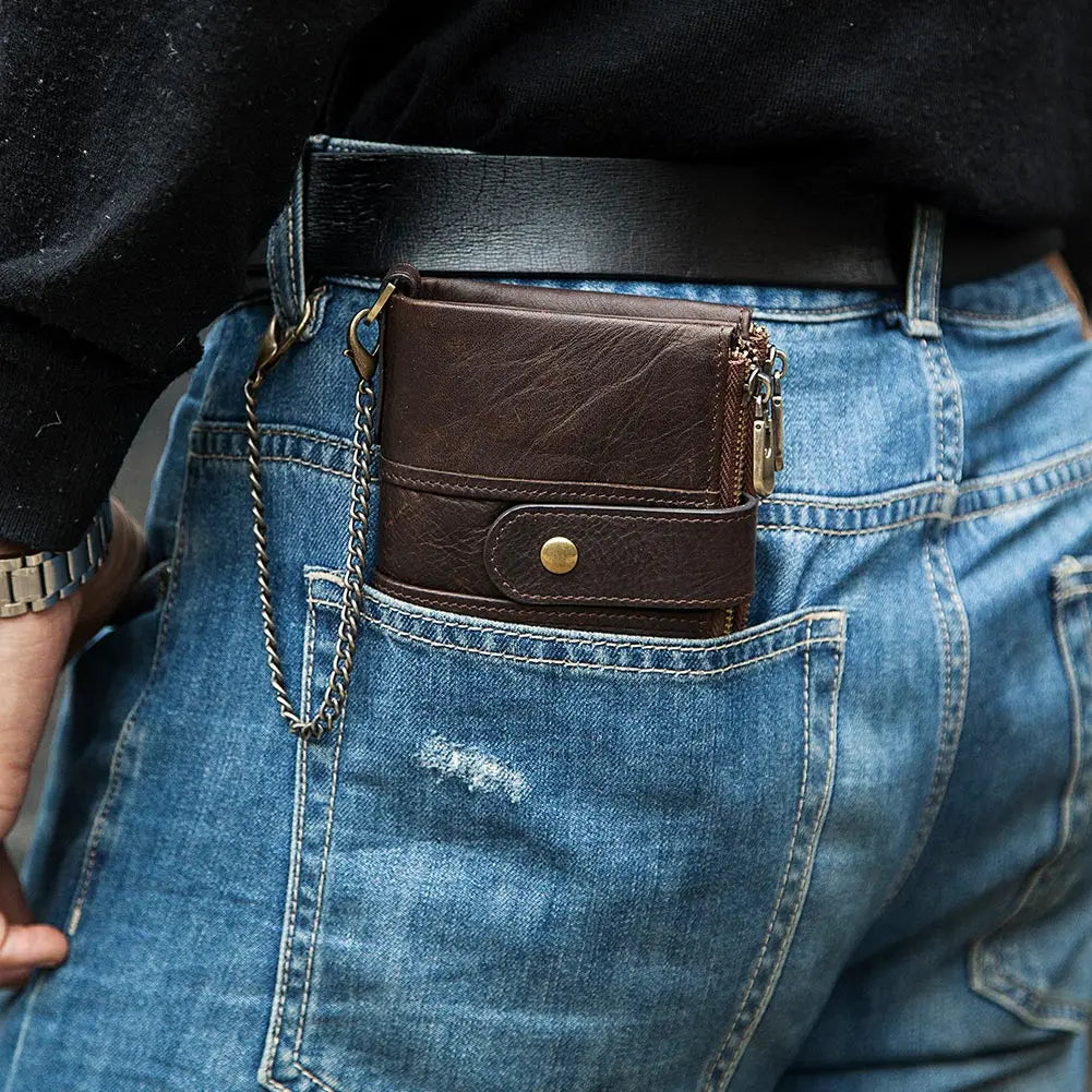 Portefeuille avec Chaîne en Cuir