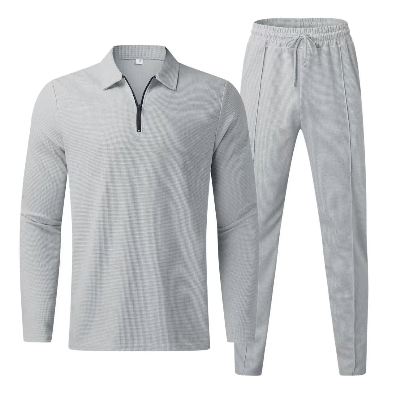 Ensemble Sport Décontracté Zippé Waffle Homme
