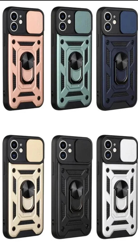 Coque iPhone indéstructible anti-choc - Bague, support et protecteur caméra