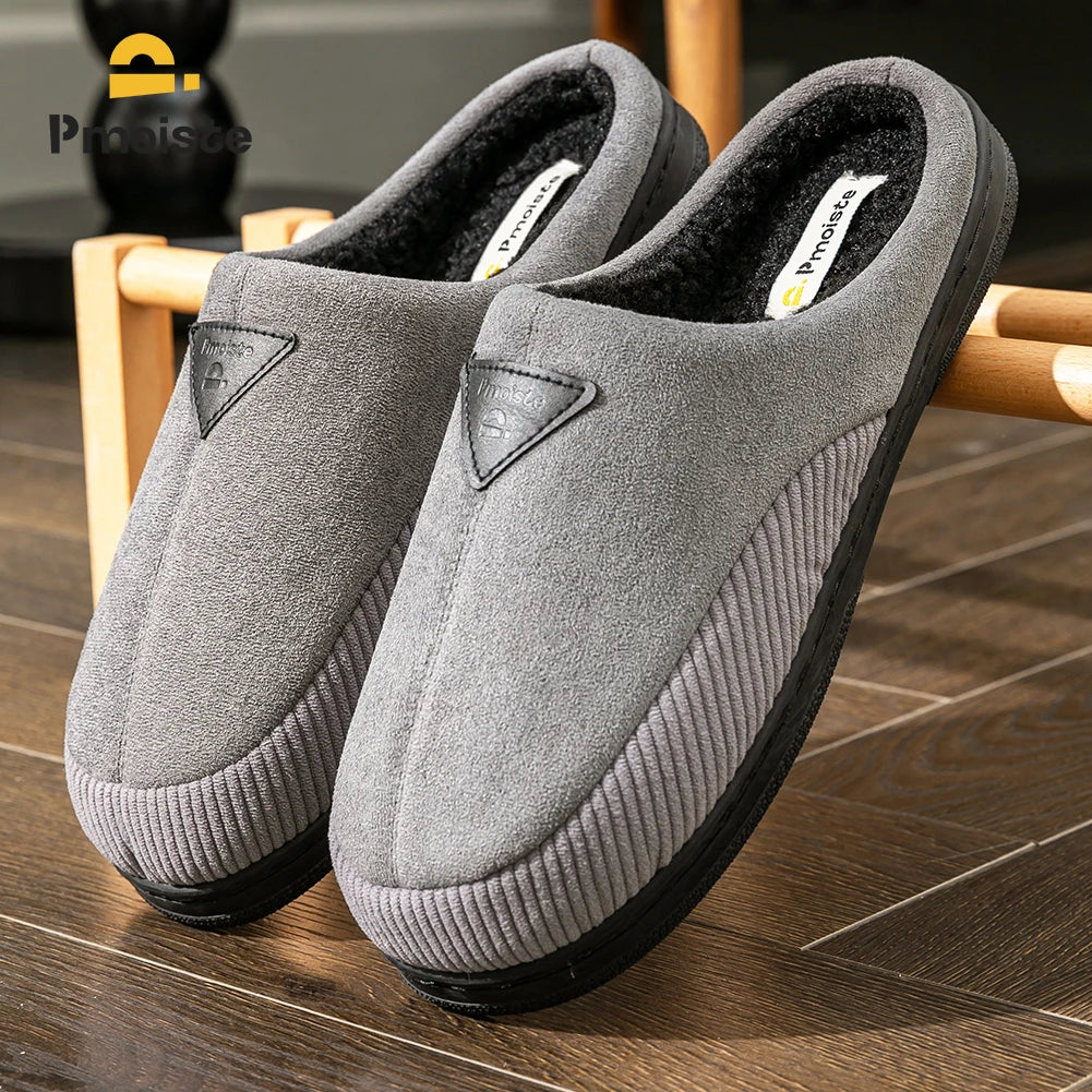 Pantoufles Homme Peluche douce à Mémoire de Forme & Antidérapantes TPR