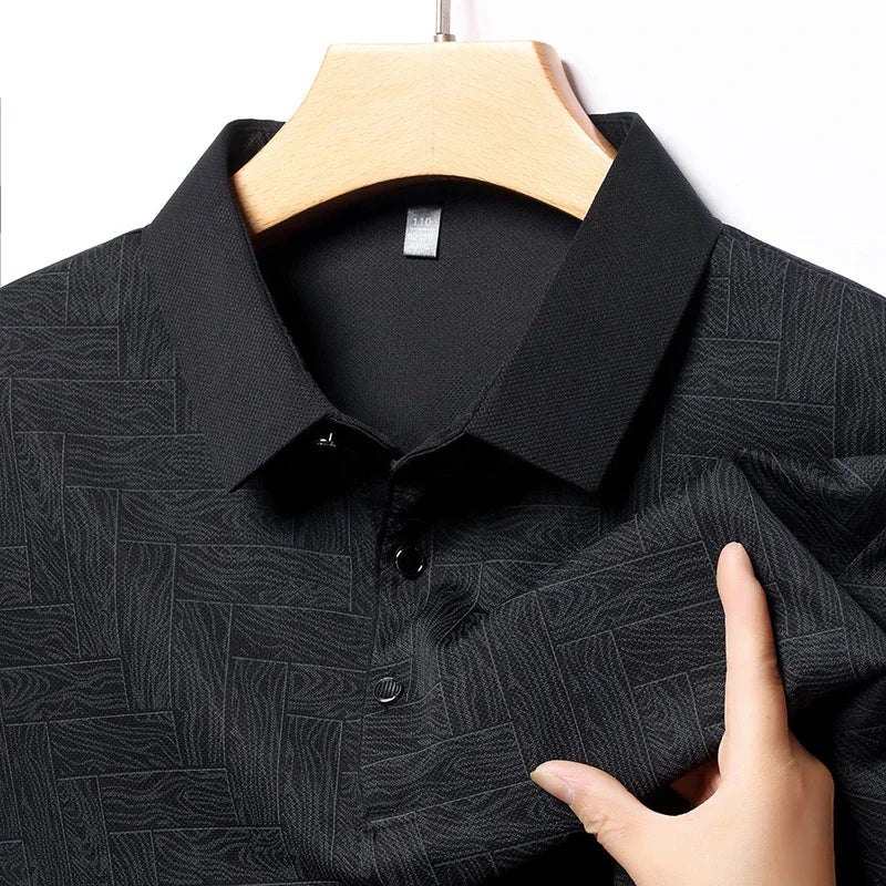Polo d'affaires à manches longues et motifs graphiques