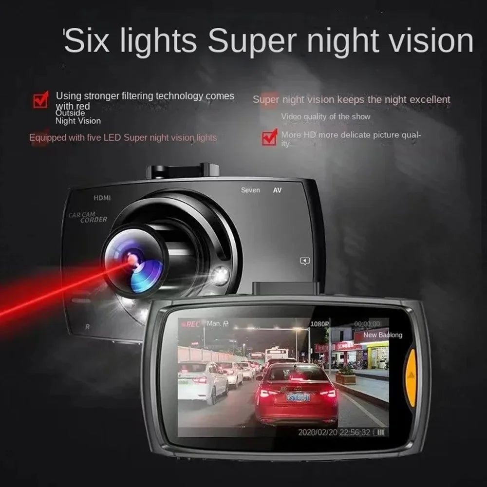 Caméra HD embarquée de voiture avec enregistrement, avec microphone et mode nuit + un support de fixation inclus