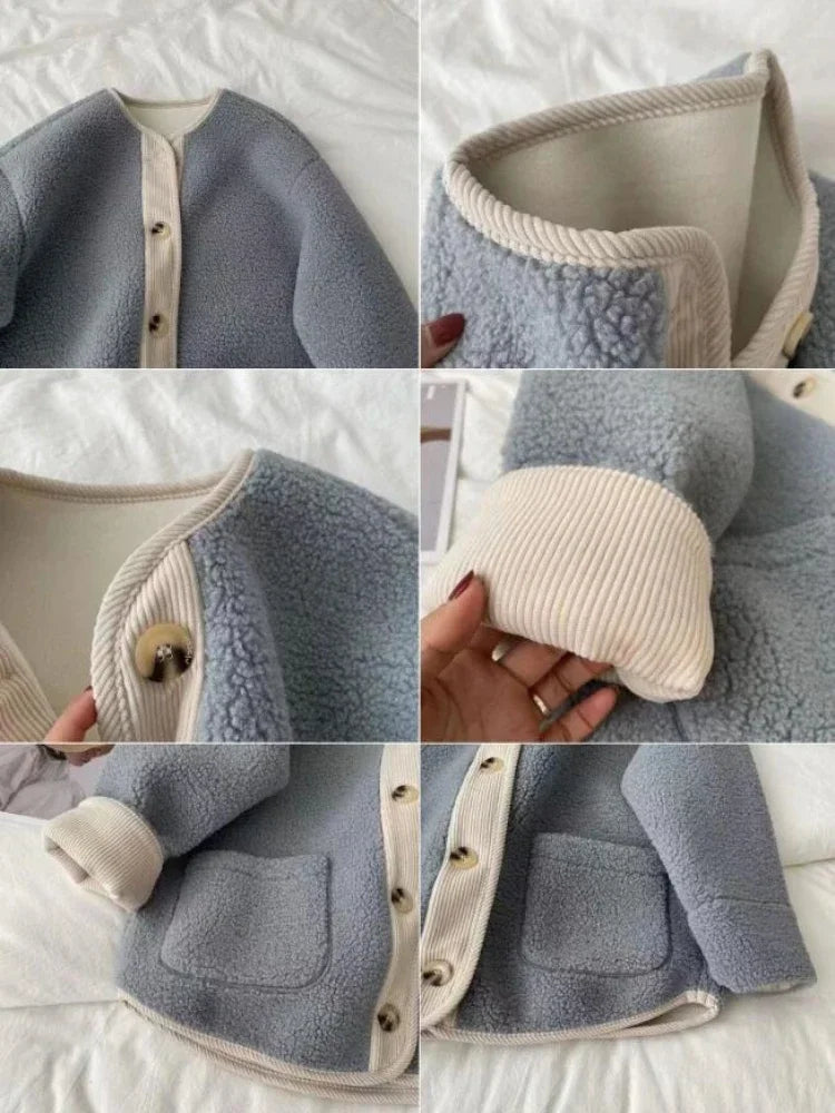 Veste baseball en peluche et velour cotelé col rond - Femme