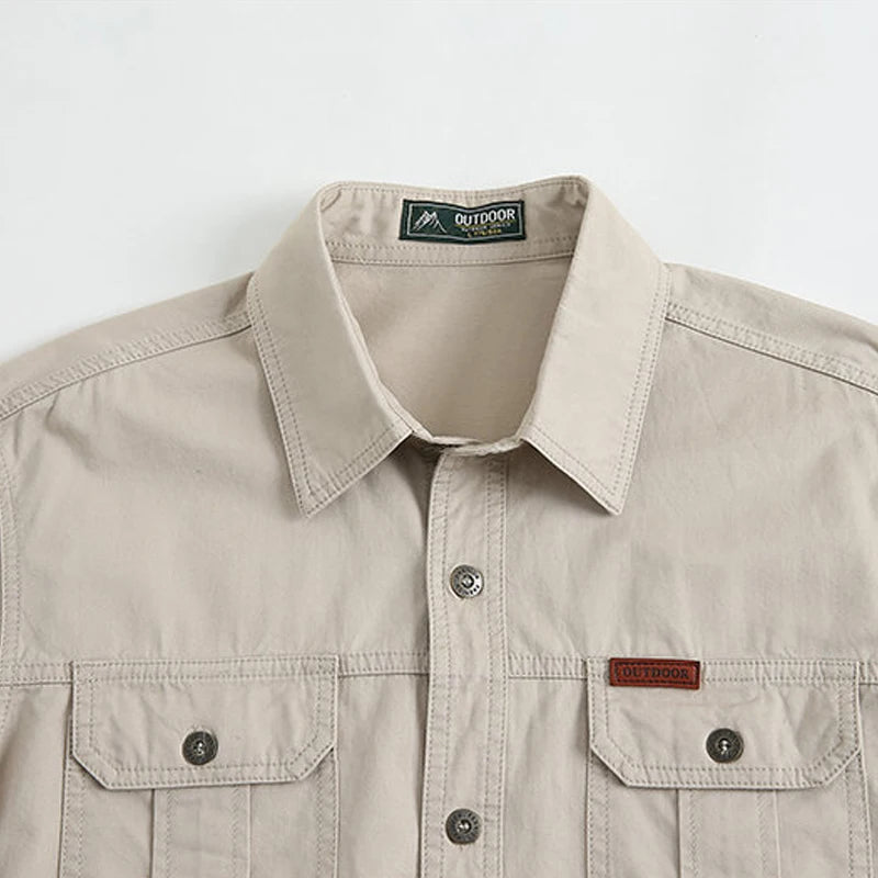 Chemise Style Armée 100% Coton - Printemps/Automne